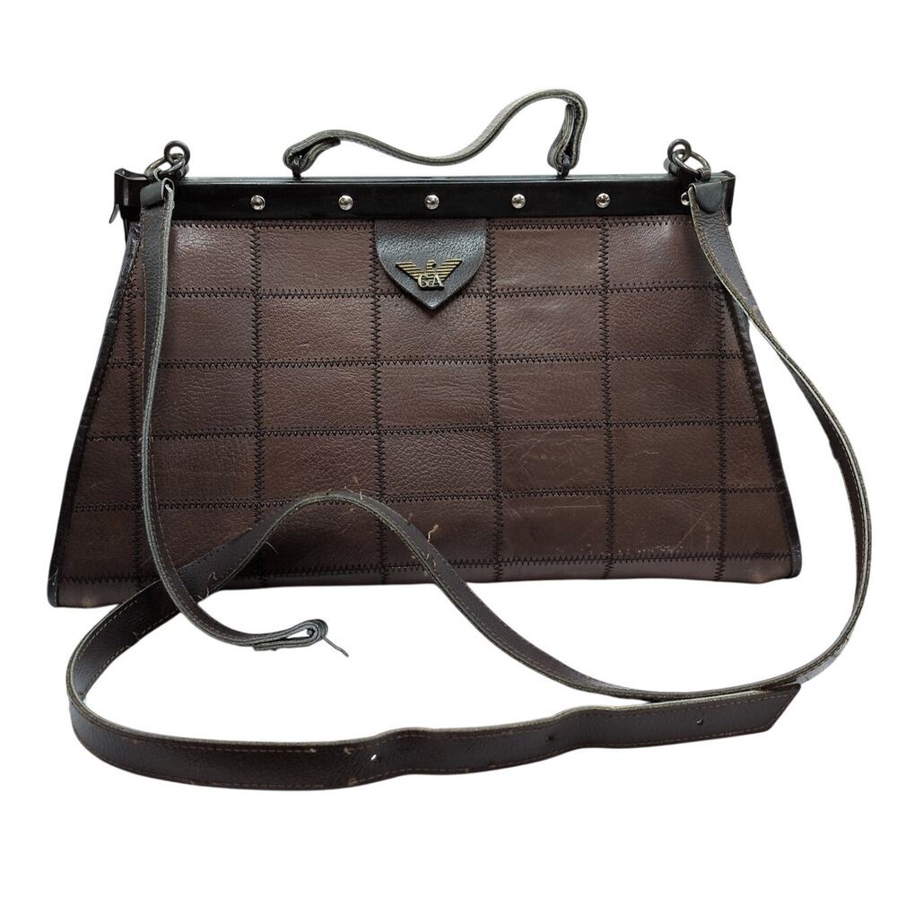 VTG GA Giorgio Armani? Emporio Eagle Brown Doctor's Bag Patchwork *Broken Strap